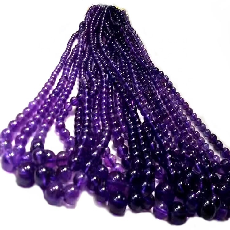 10.1mm Real Amethyst necklace single strand amethyst beaded