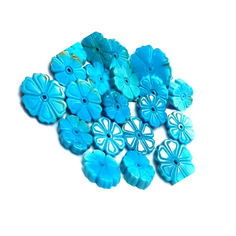 Unique Turquoise Carving Gemstone flower Carved Design Hand Carved Stone For Jewellery Rare Quality Gift For Turquoise flower