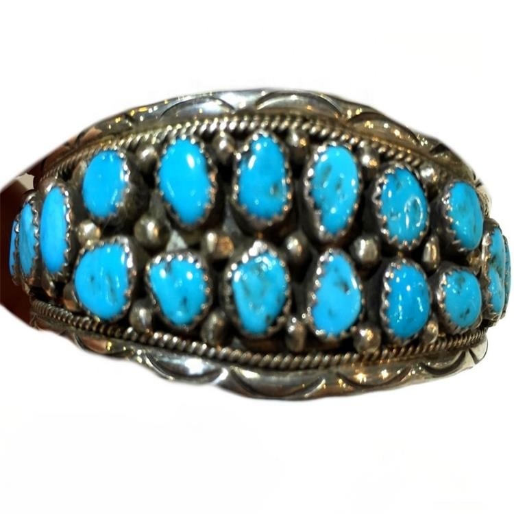 Old-style 925 silver + natural turquoise bangles make wholesale