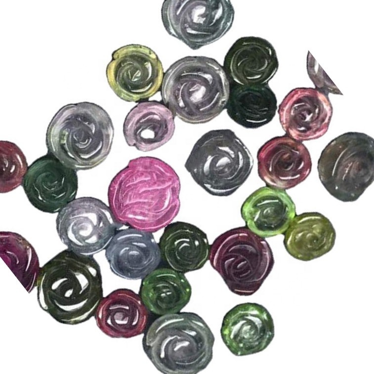 Tourmaline rubellite carved flower/animals/beads and cabochons to make jewellery beads/Emerald cut natural color