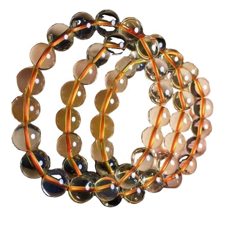 Genuine Natural Citrine Stone Stretch Round Natural Citrine  Stone Beads Strings Customizable bracelet
