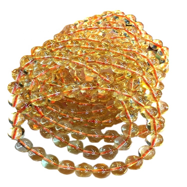 8mm Round Natural Citrine Stone Beads Strings Customizable bracelet