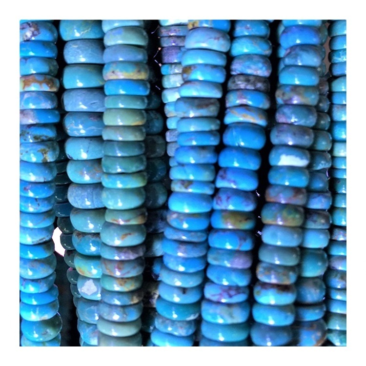 Natural Turquoise Drum Beads  Blue Green Turquoise Gemstone Beads