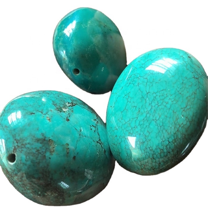Natural turquoise oval beads Smooth Blue Green Oval Beads Turquoise Jewelry Making