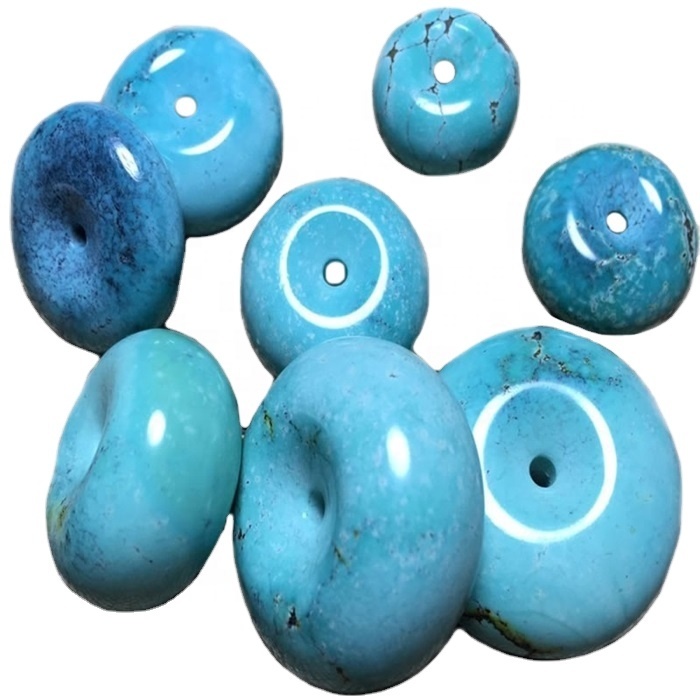 Mohave Turquoise Donut Beads Round Turquoise stone Donut circle Beads for pendant