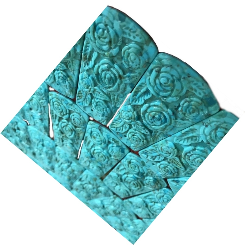 turquoise carved beads Fancy Turquoise Flower Carving Beads Carving Beads