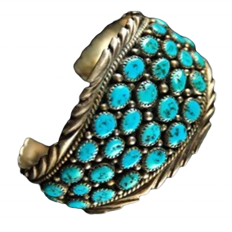 Natural turquoise Cuff Bangles Jewelry Nepalese turquoise bead bangles