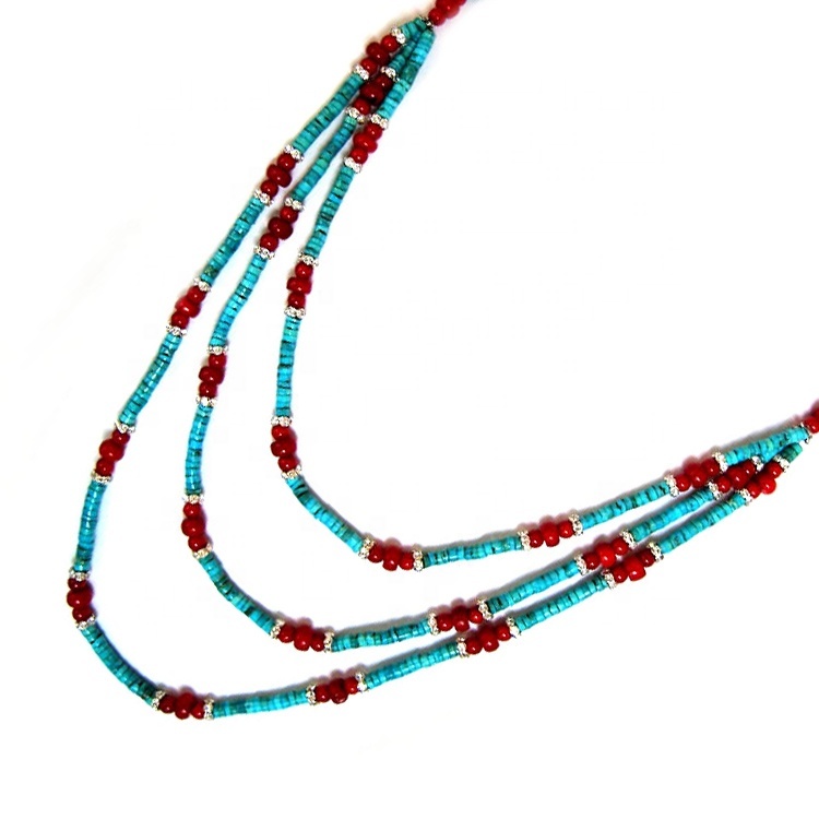 Chunky turquoise boho necklace genuine turquoise necklace turquoise statement jewelry
