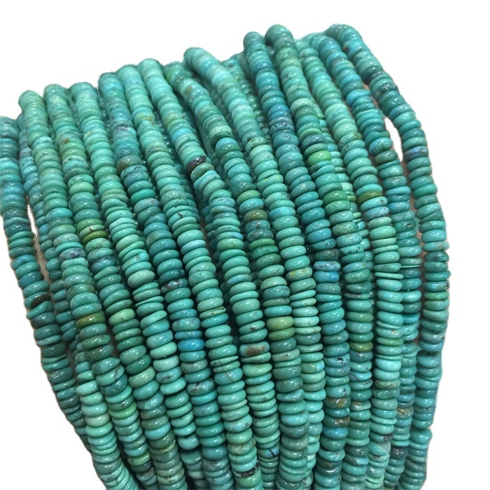 Turquoise beads jewelry full strand natural genuine turquoise gemstone rondelle abacus