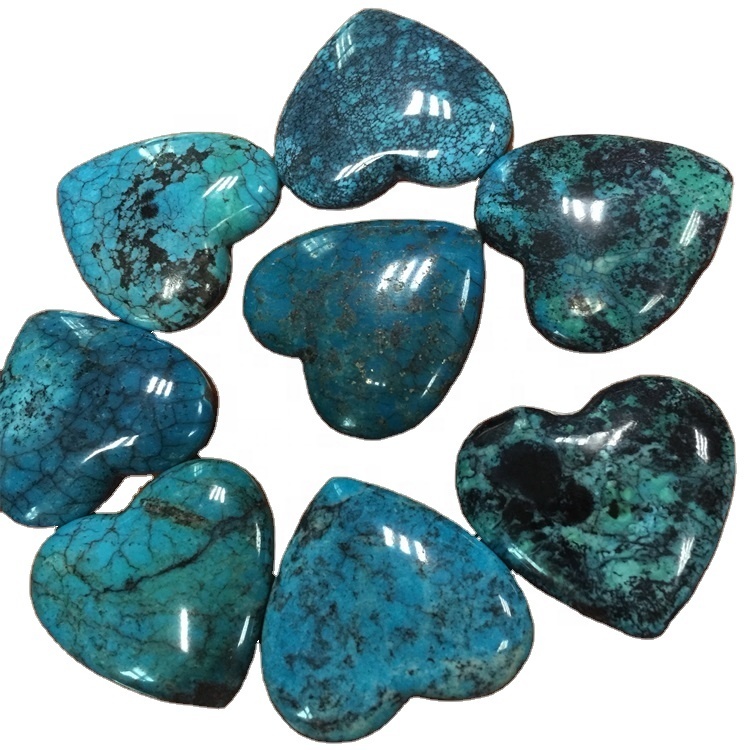 Beautiful Turquoise heart cabochon loose gemstone 100% Natural Web Moon Mine (Hubei) Turquoise Heart Cabochon Gemstone