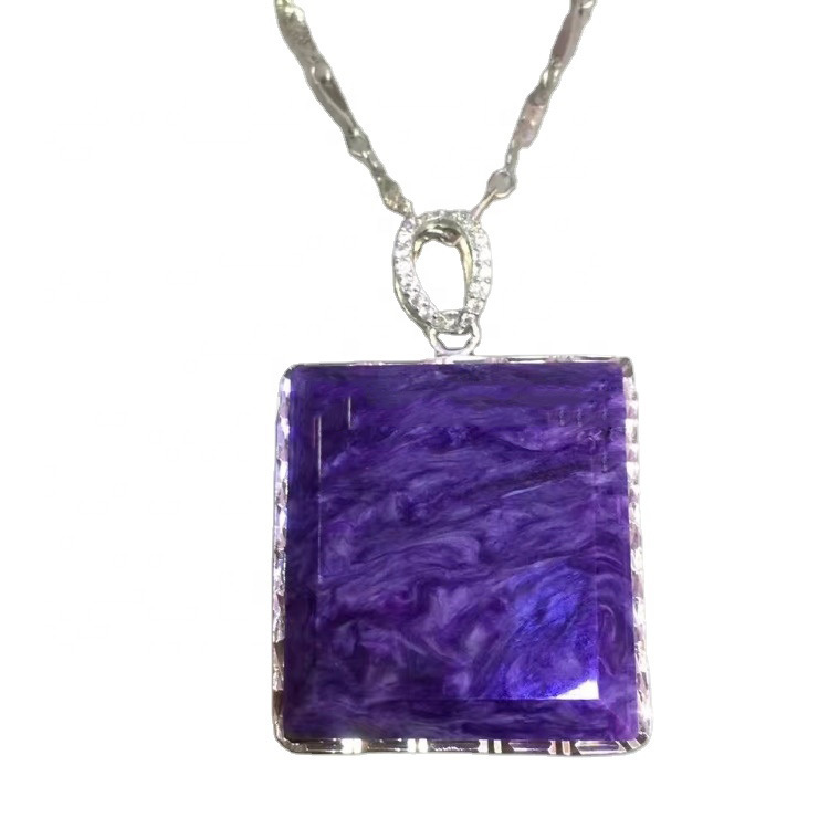 Fashionable Charoite gemstone 925 Sterling Silver Necklace/Purple Stone Necklace/Personalized Gifts