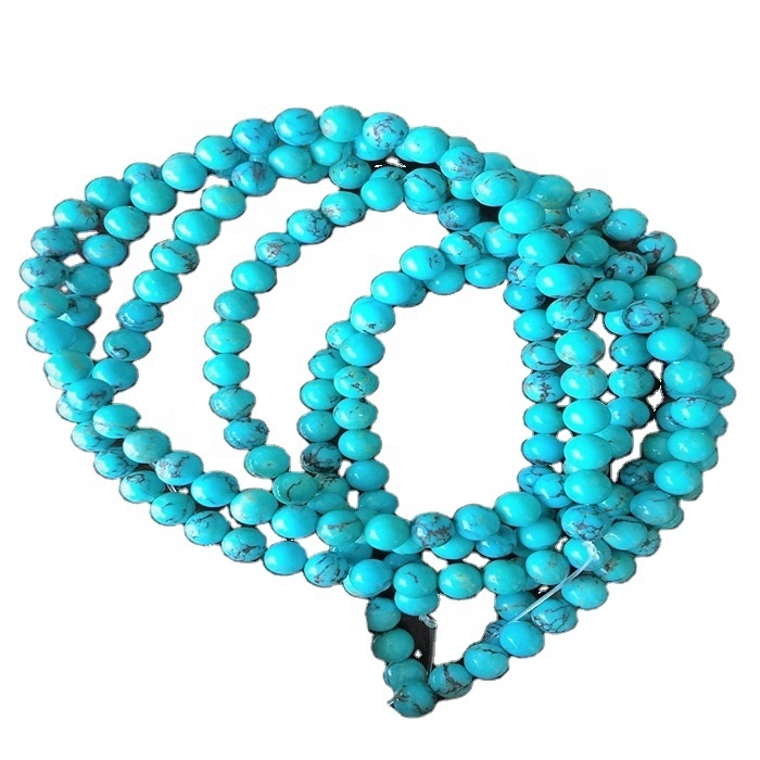 Turquoise round beads Genuine Natural Round Precious Natural Smooth Turquoise Gemstone Beads