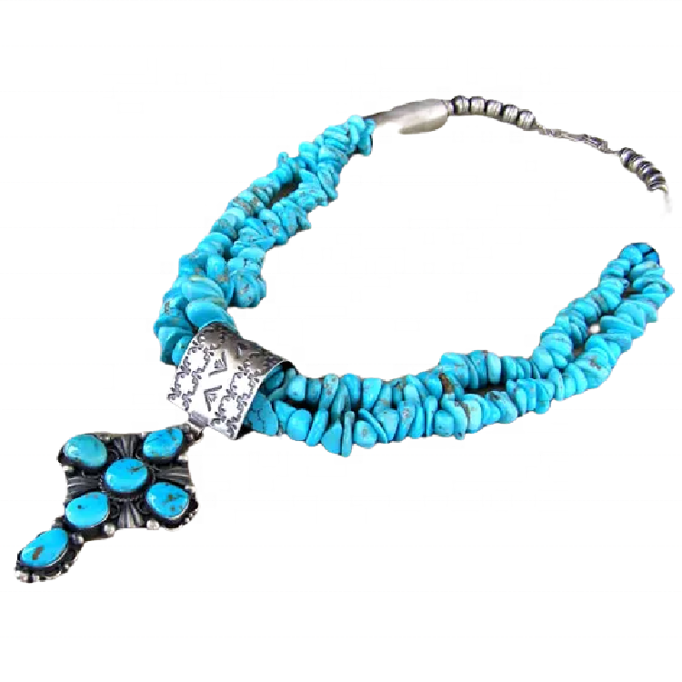 Genuine drum shape turquoise beads necklace jewelry