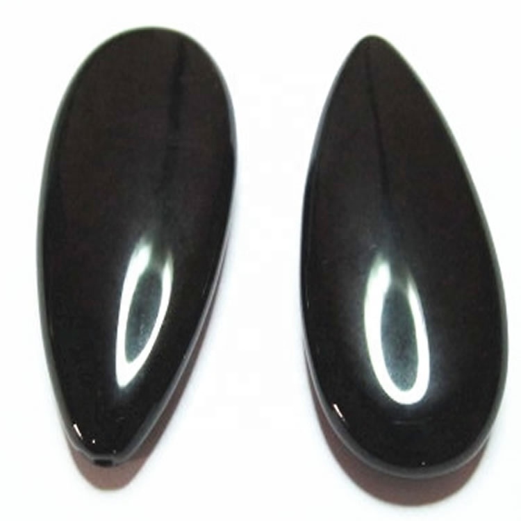 Black Onyx  10x14x5mm pear shaped Black Onyx cabochon loose stones