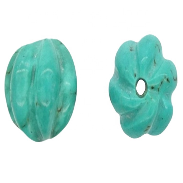 Carved Turquoise Buddha head Beads Natural genuine Turquoise Graduated Large Carved Flower Turquoise Southwest