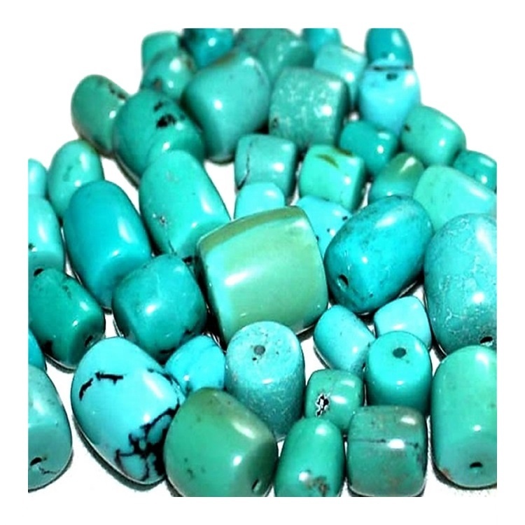 Natural Turquoise Drum Beads Brown Green Gemstone