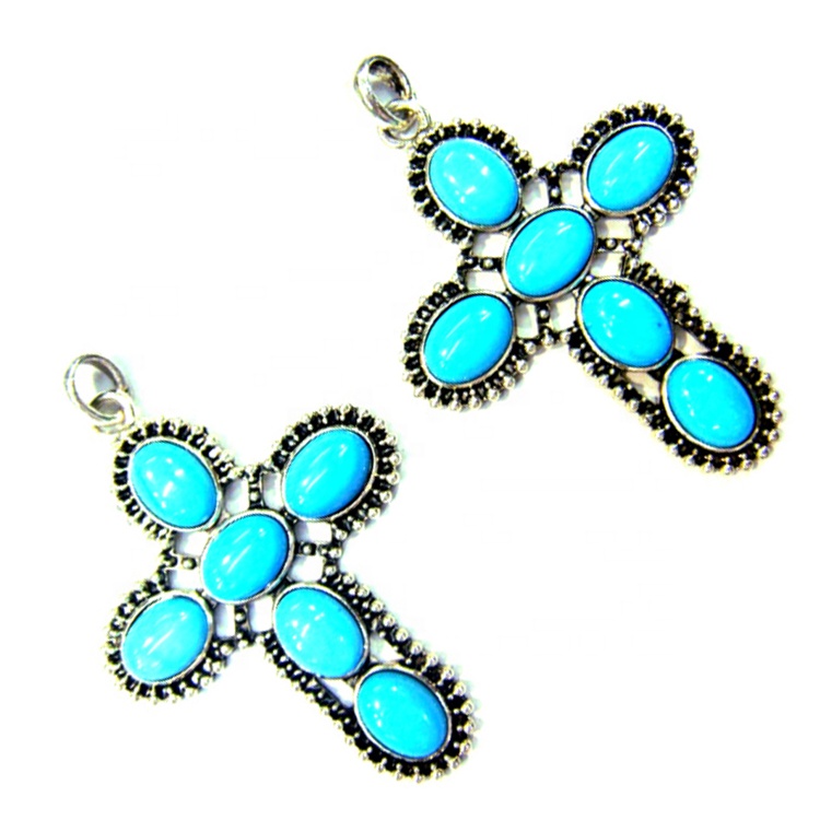 কাস্টম ফিরোজা ক্রস দুল সরবরাহ প্রস্তুতকারক | Zh রত্ন 8