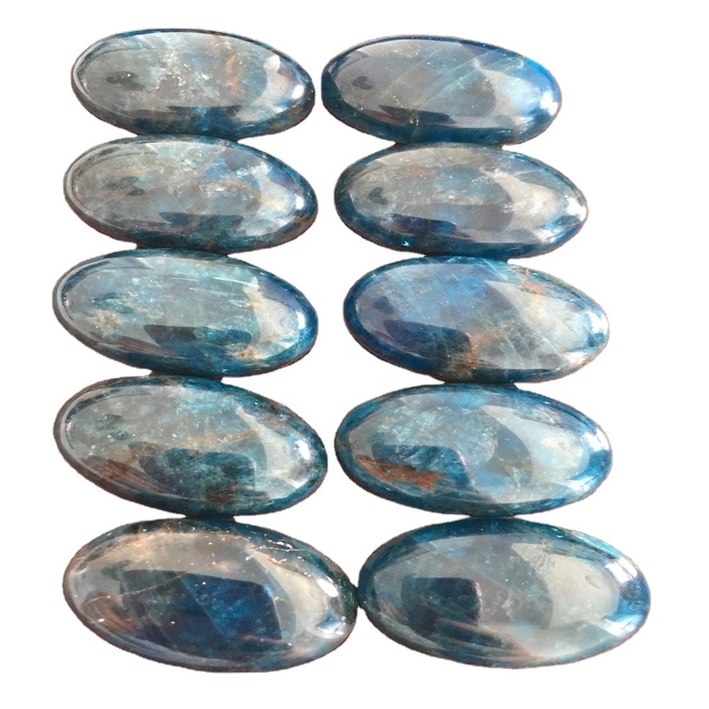 Flashy Natural Blue Apatite Cabochon Top Quality Apatite Gemstone Semi Precious Hand Polish Loose Stone For Jewelry