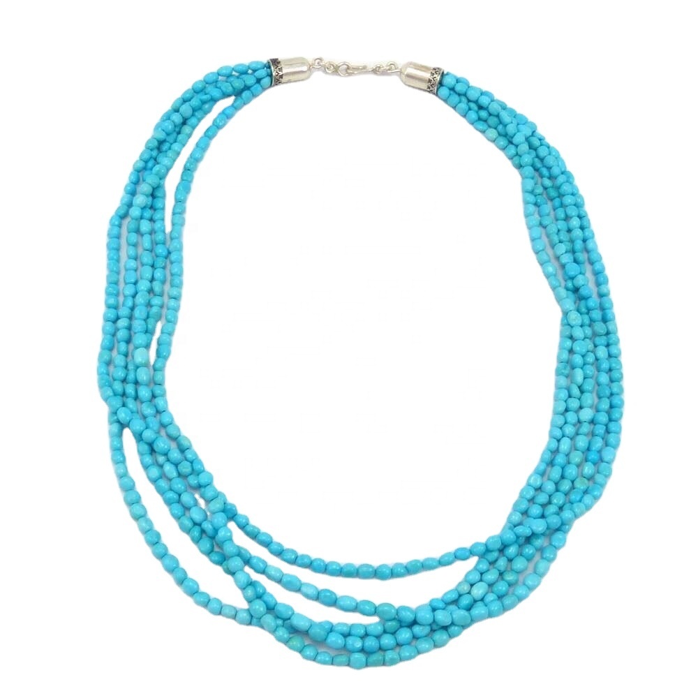 Shiny yellow color beads turquoise necklace jewellery