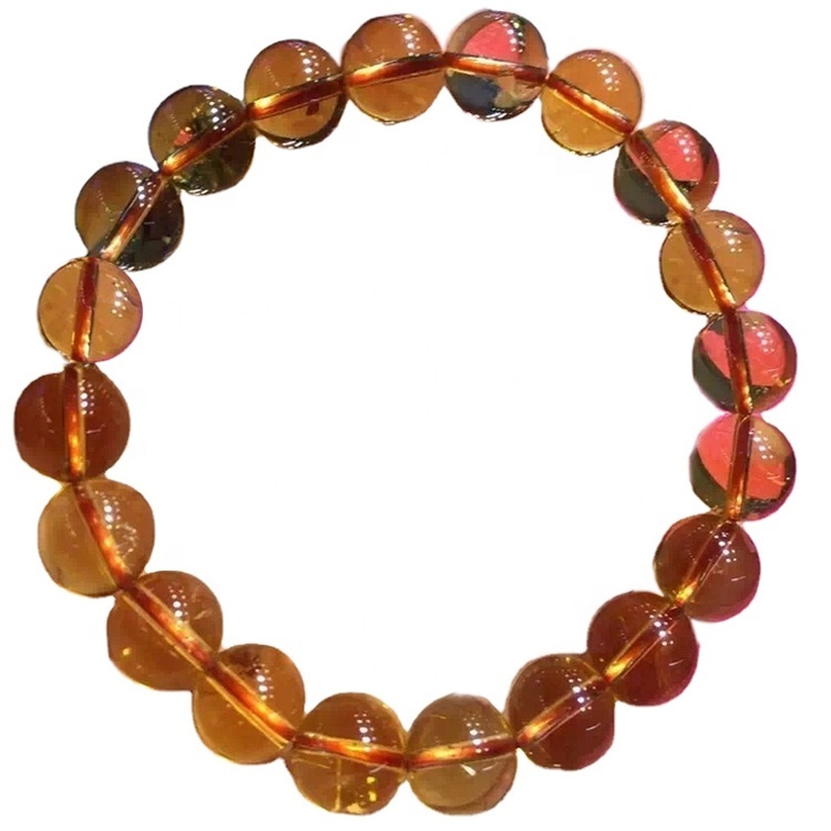 Citrine Gemstone Beads Bracelets Round Natural Citrine Stone Beads