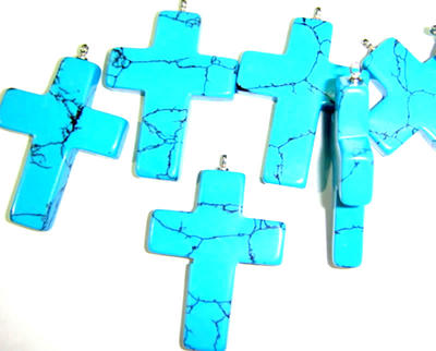 Bulk Turquoise Cross Beads