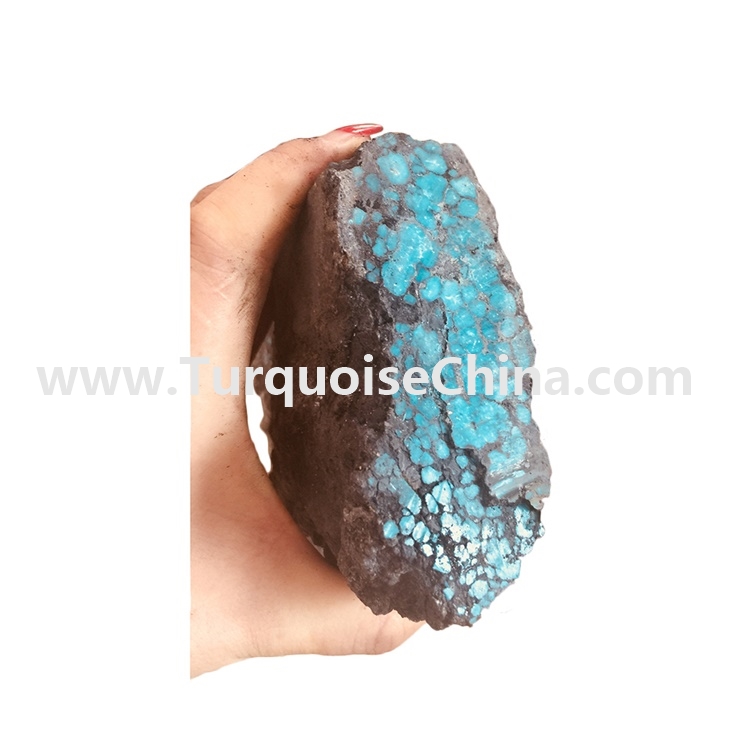 Hubei hardness top bule spider-web naturally turquoise rough material
