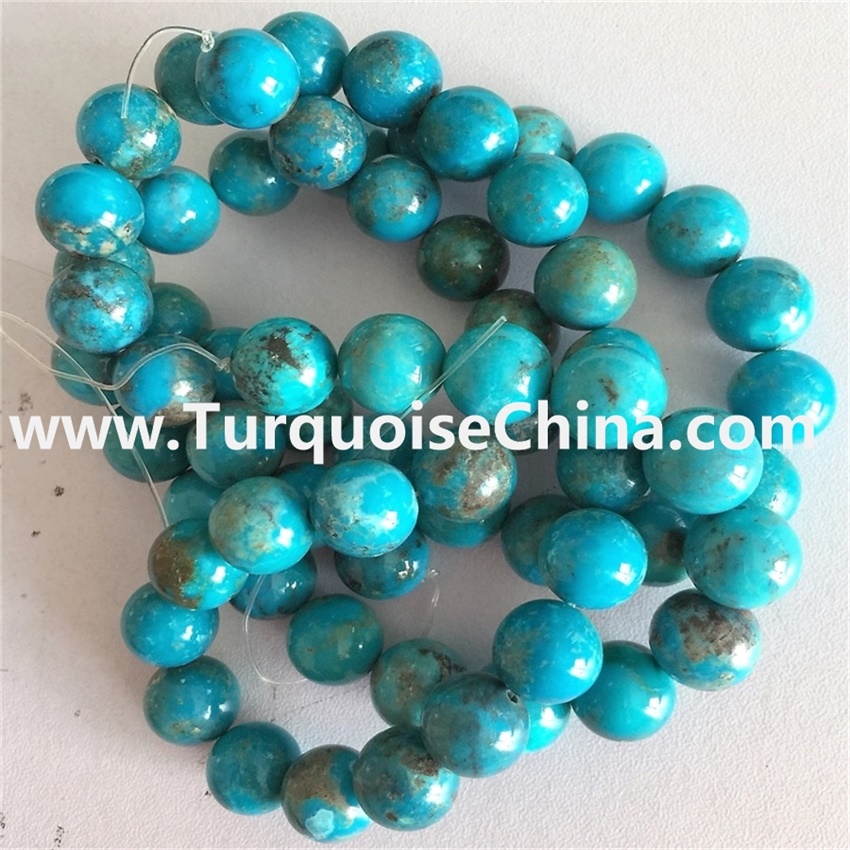 Natural Kingman Sky Blue Turquoise Round Beads larger size make wholesale