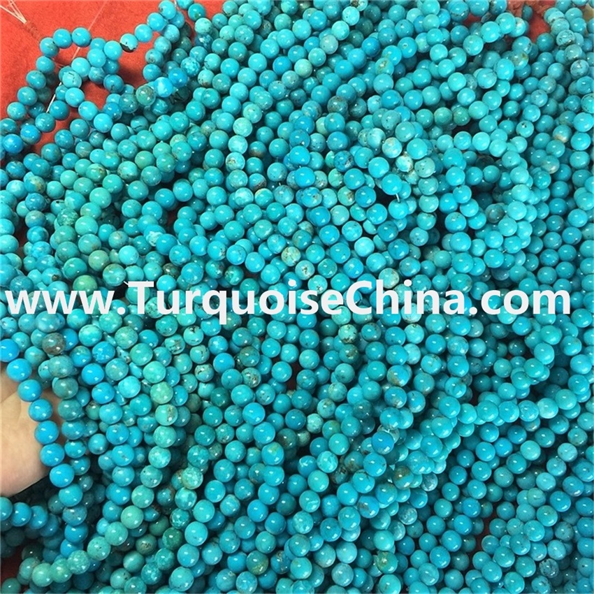 Clean and bright natual dark blue turquoise round beads wholesale price