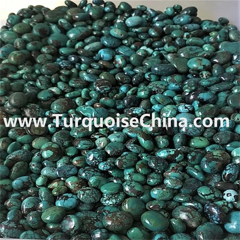 Blue Turquoise Flat Oval Shape Loose Beads For Jewelry Making