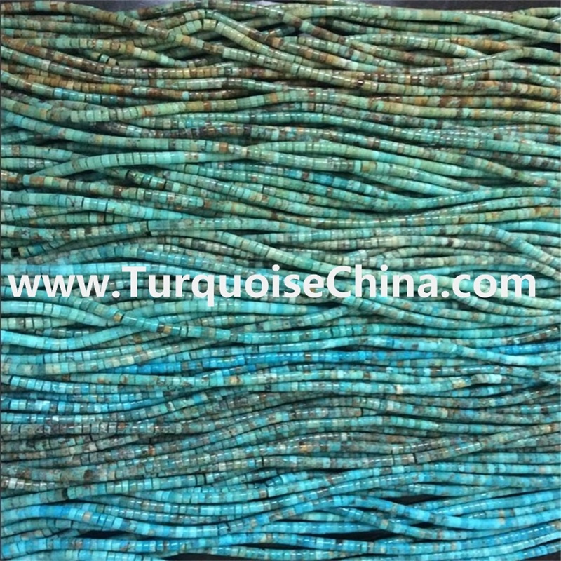 100% natural turquoise Heishi Kingman Boulder Turquoise Beads 18 Inch Strand