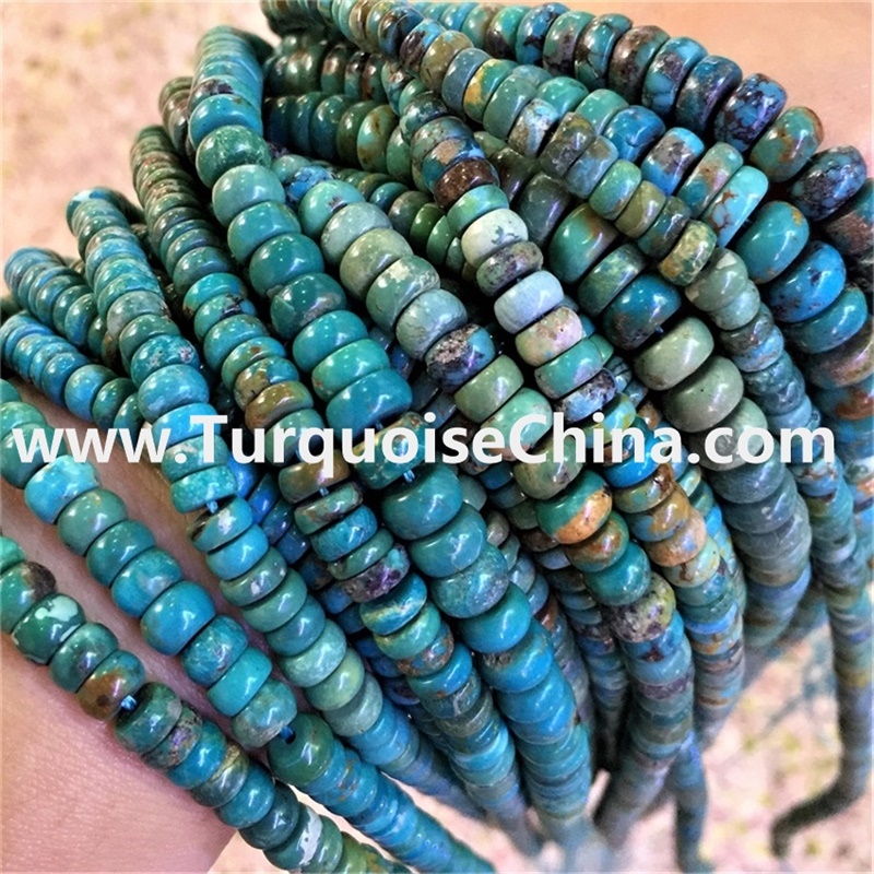 Genuine Natural American Turquoise Graduated Drum Bead Strandfor Jewelry Making(4x6mm-10x12mm)