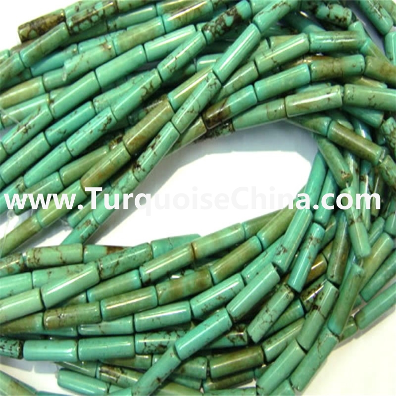 Genuine Hubei Naturally Blue Turquoise Tube Beads