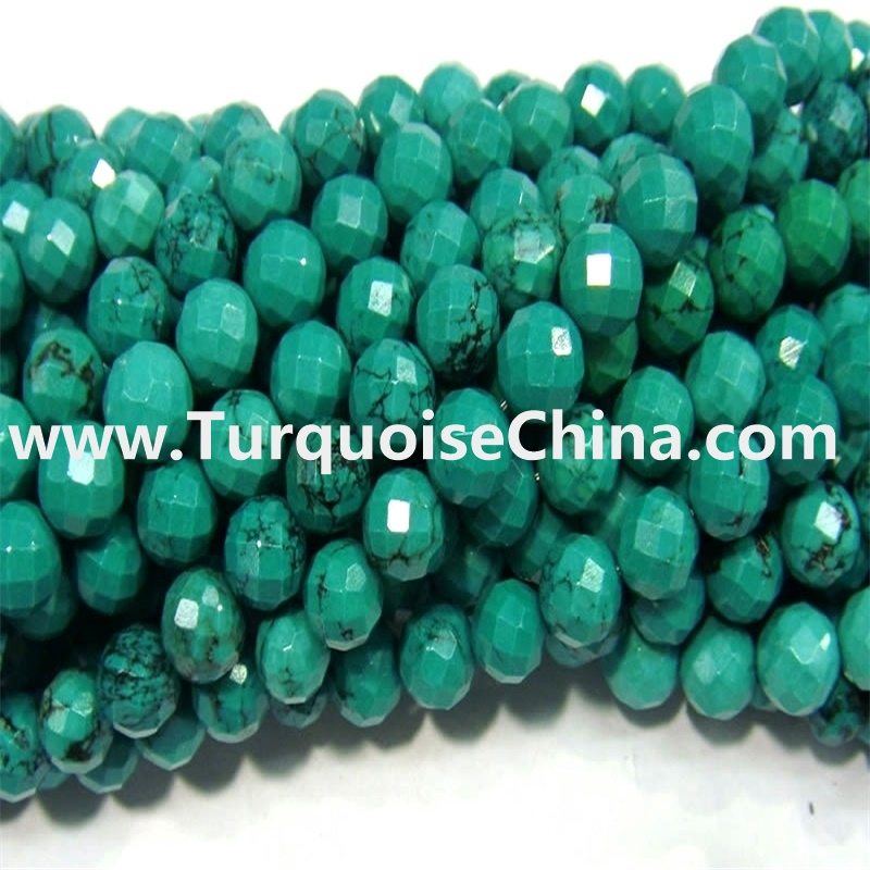 Natural Turquoise Hubei Turquoise Faceted Abacus Beads Strands
