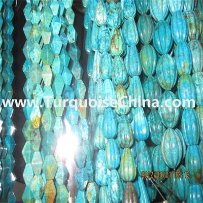 Natural Turquoise Faceted Pumpkin Beads Necklace, Aaa+ Quality