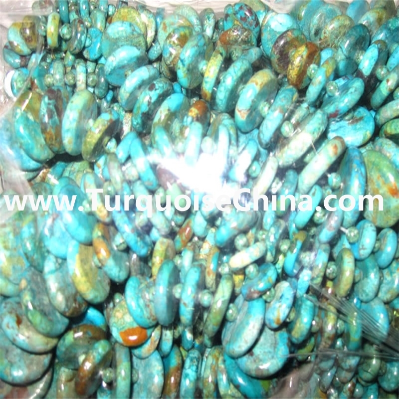Gemstone Kingman Turquoise Beads Graduated Button Coin Beads