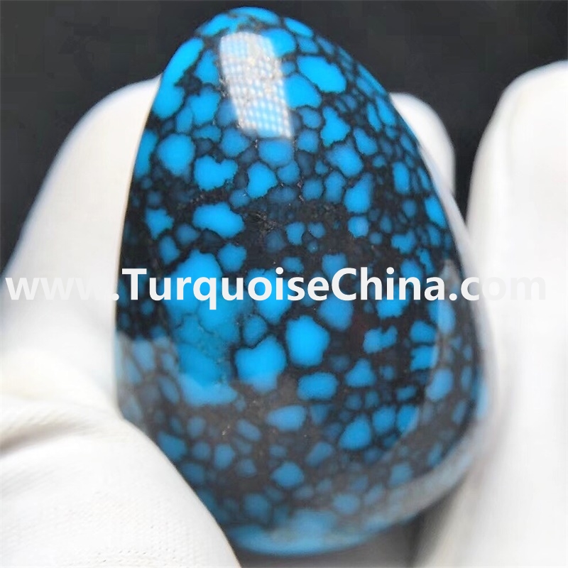 Naturally Hubei Top Bule Spiderweb Turquoise Gemstone Egg Beads jewelry
