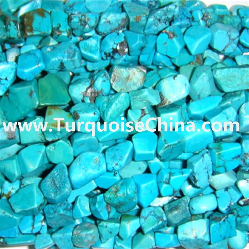 Genuine Natural Gemstone Turquoise Pillow Beads Jewelry 
 15 inch strand