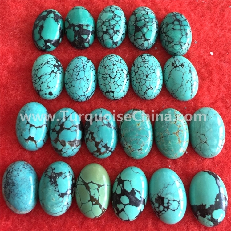 Naturally genuine Hubei turquoise  Turquoise Oval Cabochon 14x24 mm