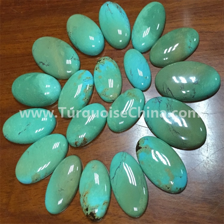 Sinkiang Turquoise (Natural) Calibrated Oval Cabochon 30x22x7mm