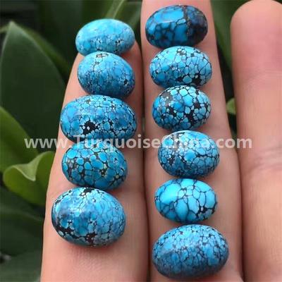 natural top quality genuine spider-web oval shape cabochons turquoise semi precious jewelry