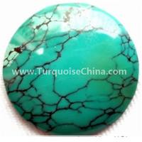 Natural Blue Color China Hubei cloudy Turquoise Round Cabochon Ring Size Gemstone