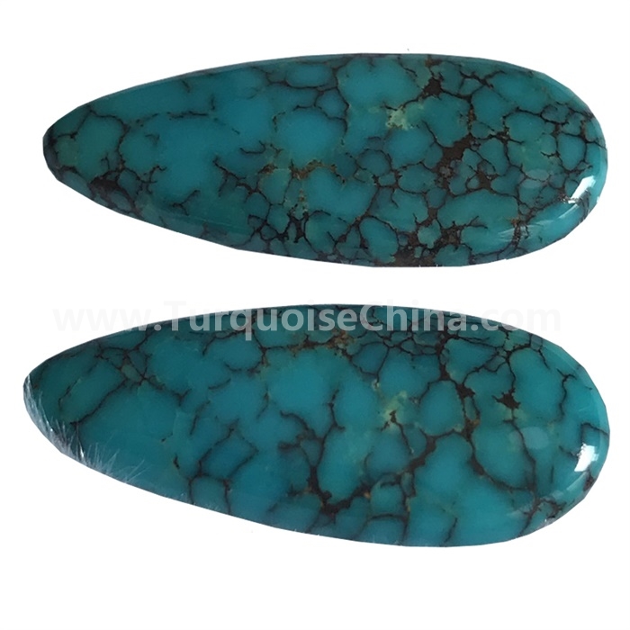Natural Tibet Turquoise Pear Pair Cabochon Loose Gemstone