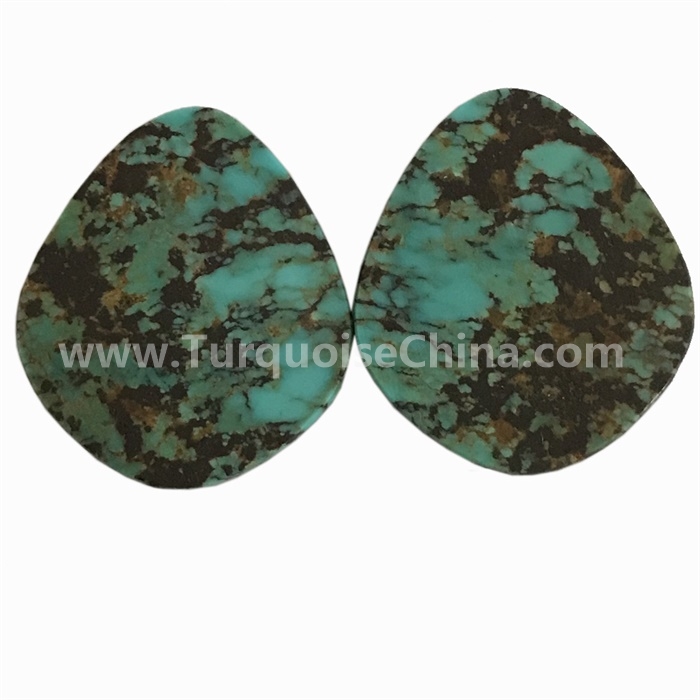 Natural Chinese Hubei  turquoise Spiderweb Pear Cabochons match pairs for making gemstone jewelry