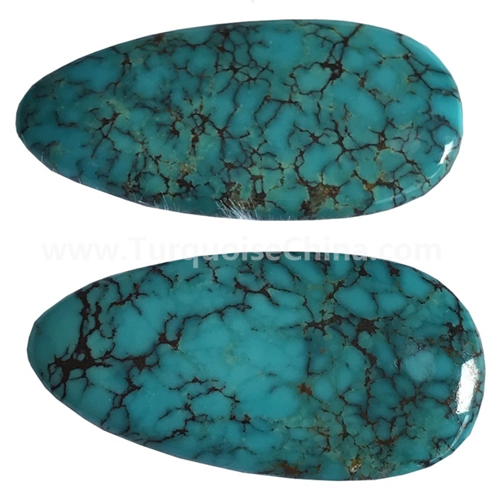 Natural Tibet Turquoise Spider Web Designing Pear Cabochon match pairs Gemstones