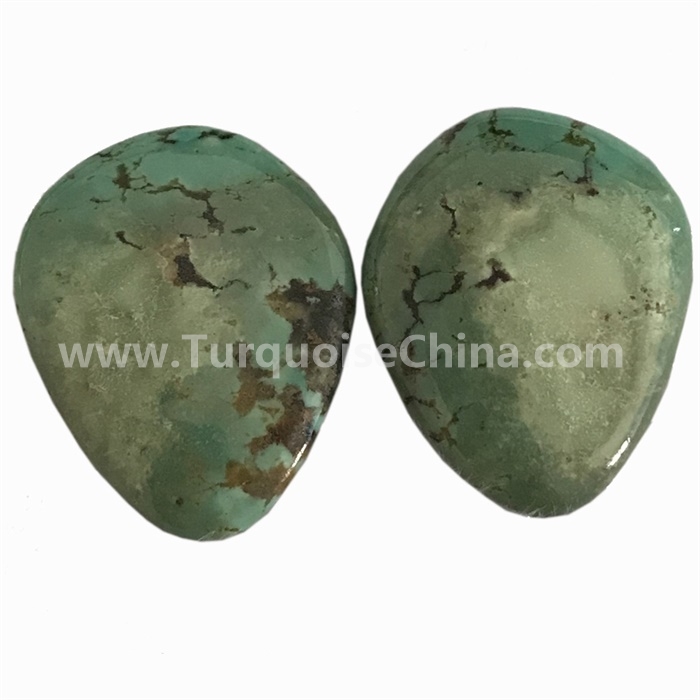 Natural Tibet Turquoise Pear Cabochon Gemstone 30x32x7MM