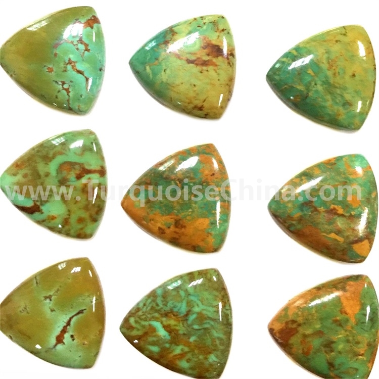 Natural green yellow turquoise Triangle Cabochons gemstone jewelry