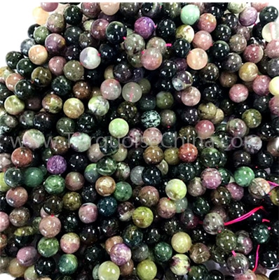 Natural tourmaline mixed color round shape beads gemstone strings