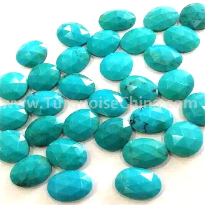 Natural Blue Turquoise Faceted Gemstone Cabochon