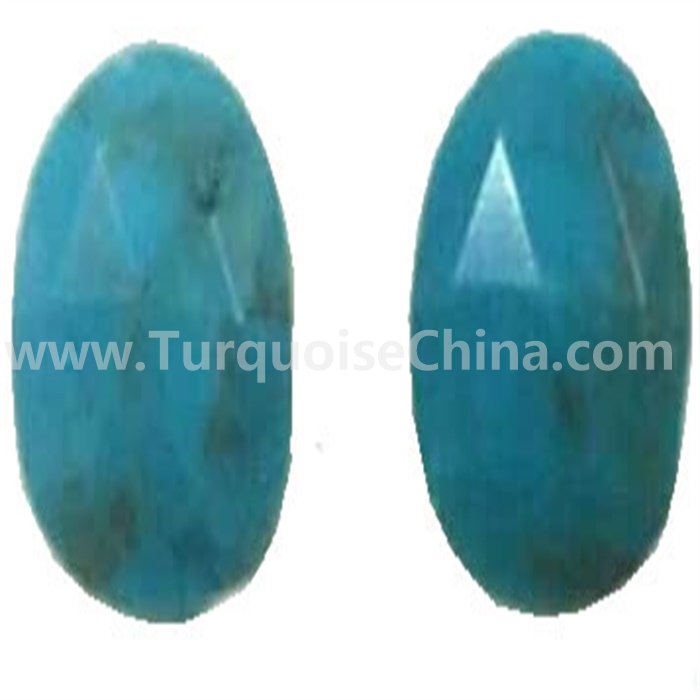 Blue color turquoise faceted cabochon