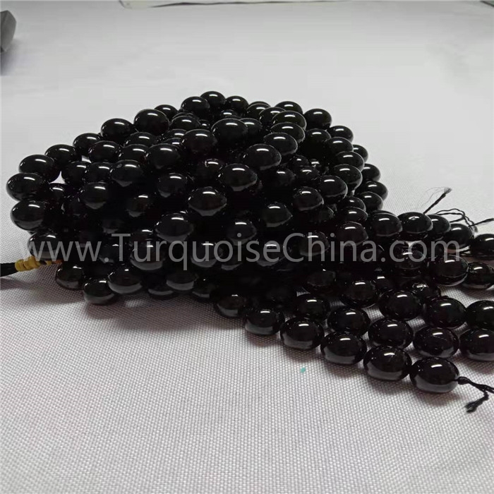 Natural Black Tourmaline round shape beads smooth gemstone strings